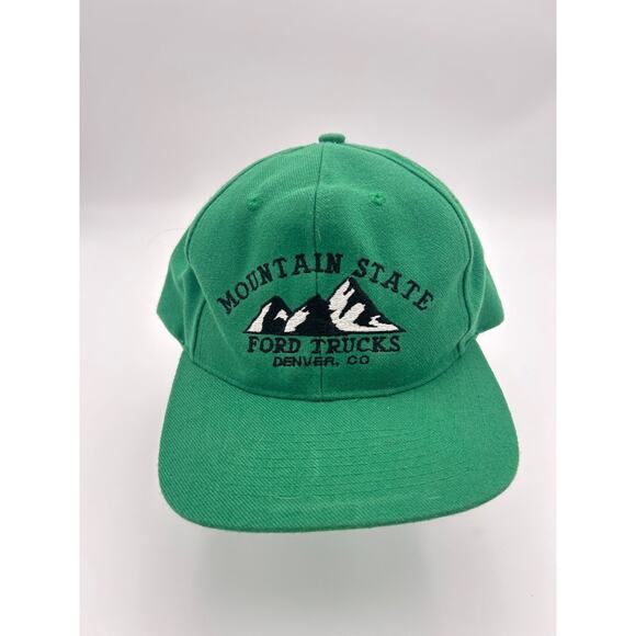 Vintage Mountain State Ford Trucks Denver CO Green Snapback Hat — Rare Promo - Picture 1 of 6